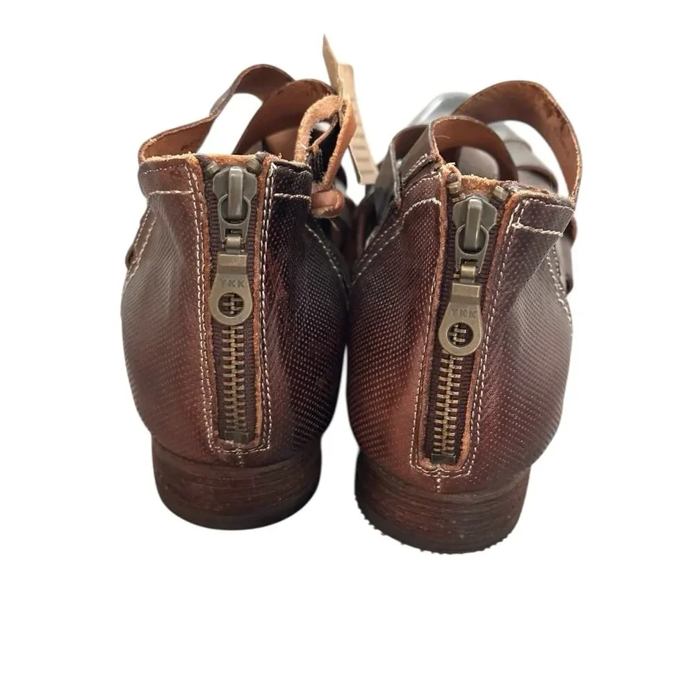 NWT Bed Stu Sandals Booties Brittany Woven Strappy Criss Cross Zip SZ 10 NO BOX